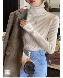 タートルネックリブニットトップス［K8534v］