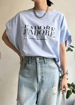 新品　レルビエ　doudou パール+ロゴボックスTシャツ ブルーのサムネイル