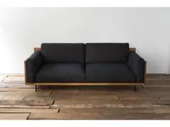 karf Holz Sofa ウッドフレーム ソファ ブラックレザー - メルカリ