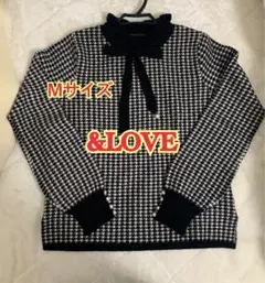 【アンドラブ】&LOVE大人エレガントな LOVE千鳥ジャカードニットトップス