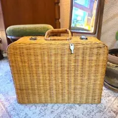 昭和レトロ ラタン ピクニックバスケット 籐かご ヴィンテージ