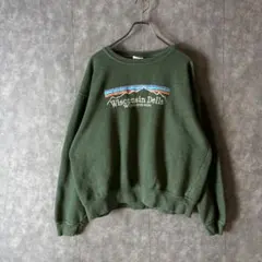 PACIFIC & CO. 刺繍 スウェット グリーン L ウィスコンシン　古着