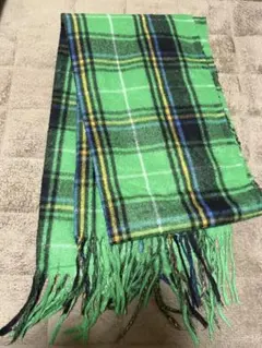 グリーン基調 チェック柄マフラー