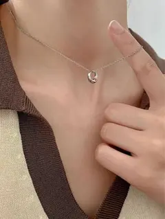 シルバー シンプルリングペンダントネックレス