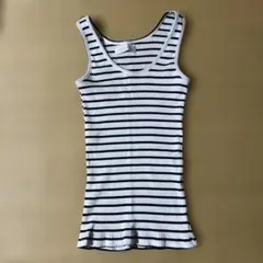 CECIL McBEE ボーダー柄タンクトップホワイト&ブラック