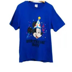 ミッキー BIRTHDAY BOY 半袖Tシャツ ブルー DISNEY M