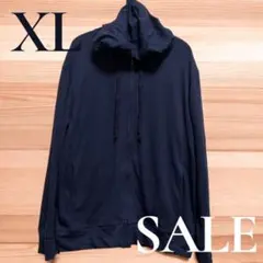 「即日発送」XL UNIQLOネイビー フルジップパーカー 長袖フード付き