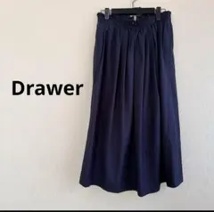 春コーデ◆Drawer最高級コットン使用 ネイビーロングスカート ドゥロワーのサムネイル