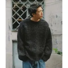 LIDNM ROVING WOOL KASURI KNIT ブラック　Mサイズ