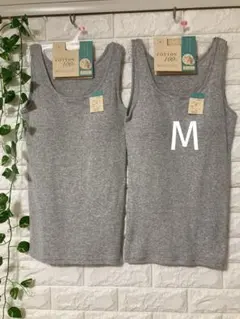 コットン100％カップ付きタンクトップMブラトップインナーグレー綿100