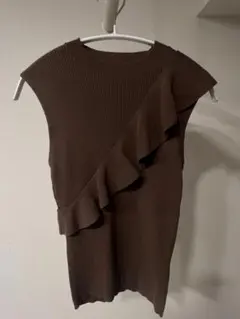 SNIDEL フリル ノースリーブ ニット ブラウン