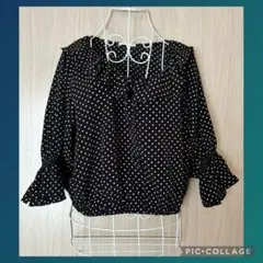 【美品】earth music&ecology　ブラウス　ドット　ブラック