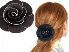 カメリアバレッタ バレッタ フラワーバレッタ まとめ髪 髪型 ブラック