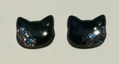【ピアス】レジン　猫　ネコ　ねこ　ブラック　キラキラ　14mm程度