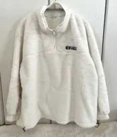 ハーフジップ ボア L ホワイト