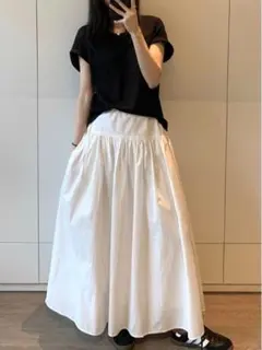 デザインI ロングスカート ハイウエスト＆Aライン 着痩せ きれいめコーデ