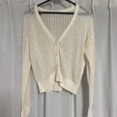 UNIQLO アイボリー カーディガン Sサイズ 透かし編み
