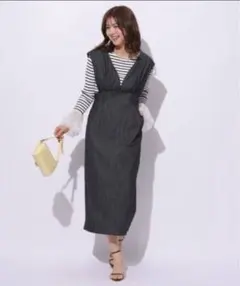 新品タグ付 Apuweiser-riche パイピングハイウエストジャンスカ S 