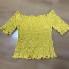 レトロガール　オフショル黄色トップス