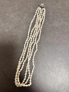 ライスパール ケシパール 真珠 3連 ネックレス 1216-26