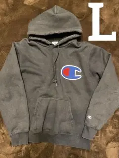 Champion パーカー 黒 ブラックL ビックロゴ　スウェット
