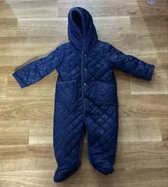 ラルフローレン/ネイビー キルティングロンパース フード付き 9M