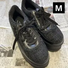 Ange Charme辻希美 コラボ厚底 スニーカー 黒 Mサイズ