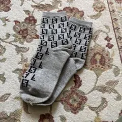 新品未使用　グレー FENDI ロゴソックス グレー/ブラック