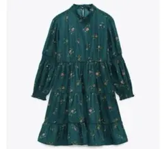 ZARA プリント柄ミニワンピース 花柄 ナチュラル カジュアル XS