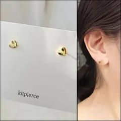 No.523 ミニミニ ゴールドハート チタンピアス シンプル 極小 イヤリング