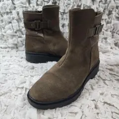 クラークス サイドジップ スエード レザー ブーツ ブラウン