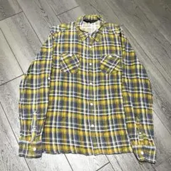 TRAP-U チェックシャツ L イエロー×グレー 綿100% 長袖 シャツ