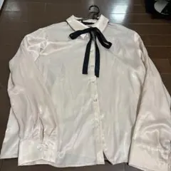 ZARA リボン付きピンクシャツ Lサイズ