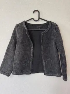 【MANGO CASUAL】 7分丈デニムノーカラージャケット XSのサムネイル