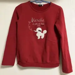 BEBE べべ　赤色　犬刺繍トレーナー