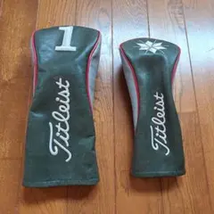 Titleist ヘッドカバー グリーン/グレー　皮製