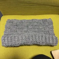 猫耳デザインの水色ニット帽子　かぎ針編み