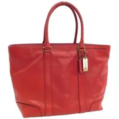 [美品]コーチトートバッグ レッド系 レザー レディース