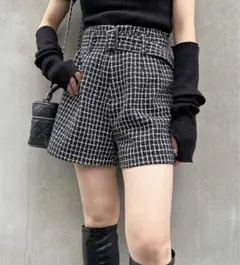 INGNI ベルト付きツイードキュロット