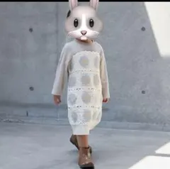 プティマイン　 お花ニットTドッキングワンピース