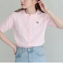 fredy emue　フレディエミュ　ケーブル　 FRロゴ　半袖ニット　38　М