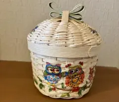 竹細工 ふくろう 小物入れ 蓋付き 竹かご 竹籠 お菓子入れ 収納 インテリア