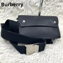 極美品　 バーバリー ボディバッグ ウエストバッグ　ブラック ロゴ BURBERRY ボディバッグ ブラック
