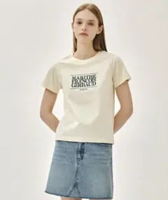MARITHE FRANCOIS GIRBAUD ロゴTシャツ M クリームのサムネイル