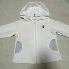 familiar フードトレーナー クマの刺繍付き　ストライプポケット 80cm