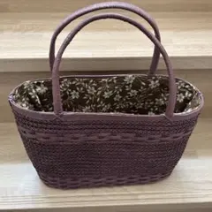 チャコールかごバッグ 巾着付き