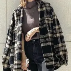 アングリッド✨ブークレチェックルーズシャツ チェックシャツジャケット