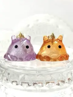 めじるし　チャーム　マーカー　メンダコ　めんだこ　２点セット　ハロウィン　紫　橙