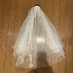 ホワイトチュールウェディングベール 二層式 コーム付き