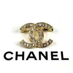 CHANELシャネル ラインストーンブローチ ココマーク ゴールド